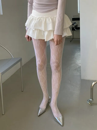Paisley lace stockings