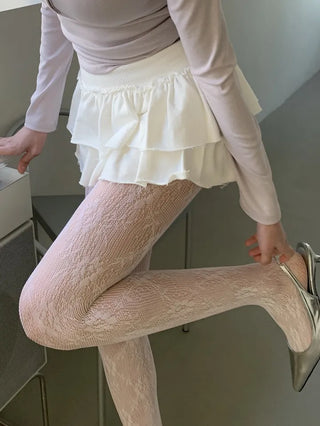 Paisley lace stockings