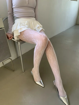 Paisley lace stockings