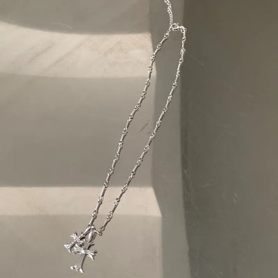 Double Cross Pendant Necklace