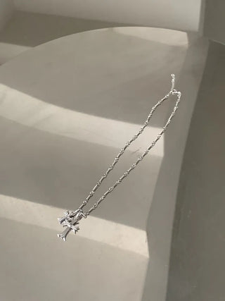 Double Cross Pendant Necklace