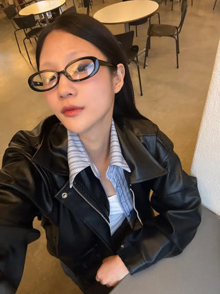 Geek Chic Thin Round Horn-Rimmed Glasses