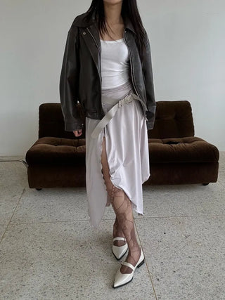 Flare slit jersey long skirt