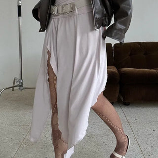 Flare slit jersey long skirt