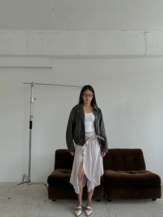 Flare slit jersey long skirt