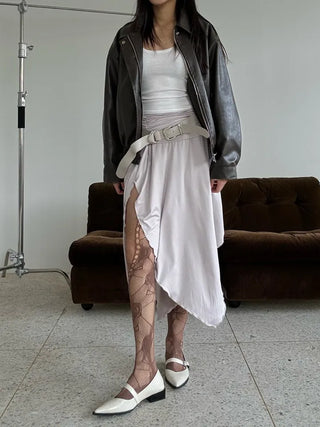Flare slit jersey long skirt
