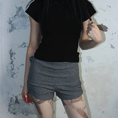 High-waisted micro shorts knit pants