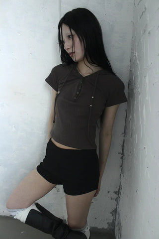 High-waisted micro shorts knit pants