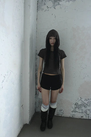 High-waisted micro shorts knit pants