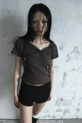 High-waisted micro shorts knit pants