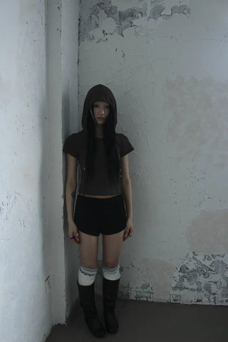 High-waisted micro shorts knit pants