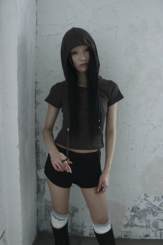 High-waisted micro shorts knit pants