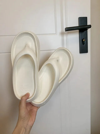 Soft and fluffy summer silver flip-flops