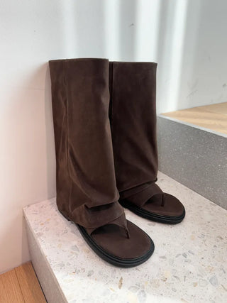 Summer Wide Warmer Folding Slippers Long Boots
