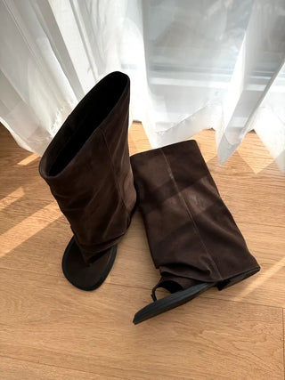 Summer Wide Warmer Folding Slippers Long Boots