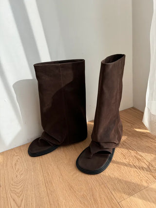 Summer Wide Warmer Folding Slippers Long Boots
