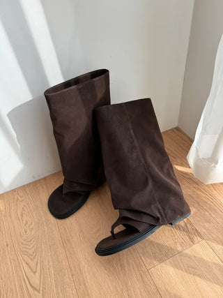 Summer Wide Warmer Folding Slippers Long Boots