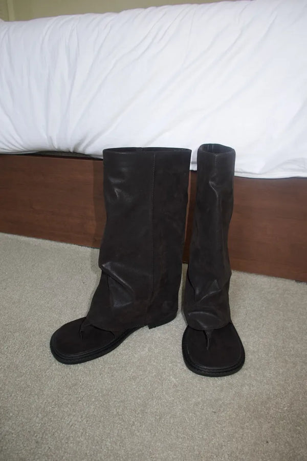 Summer Wide Warmer Folding Slippers Long Boots