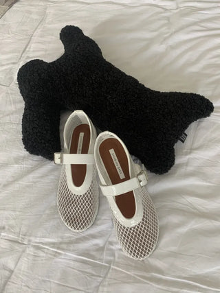 Mesh net see-through flat net summer Alaia Mary Jane flats ballerina fishnet shoes