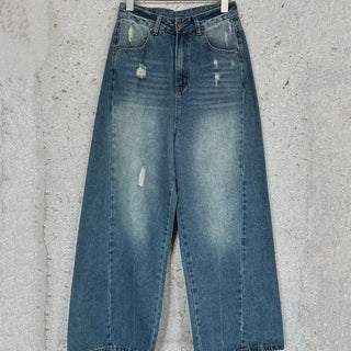 Genie side-cut wide denim pants