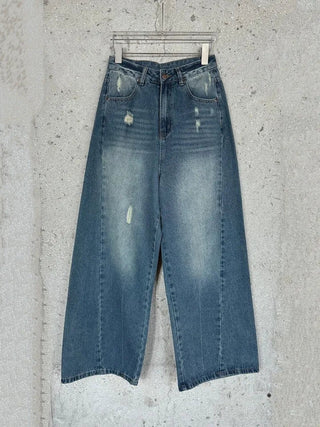 Genie side-cut wide denim pants