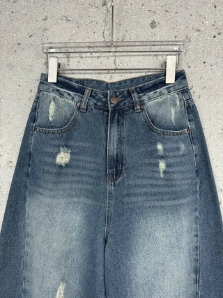 Genie side-cut wide denim pants