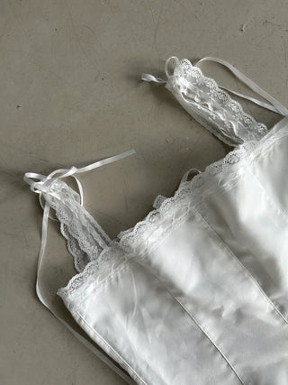 Triple Ribbon White Lace Blouse