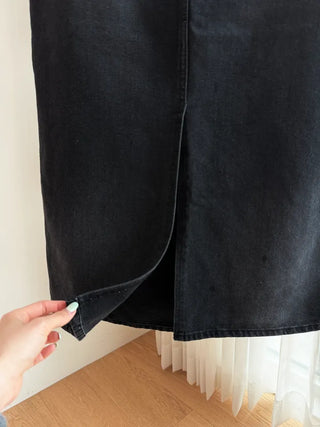 Brush Black H-Line Maxi Long Skirt ootj