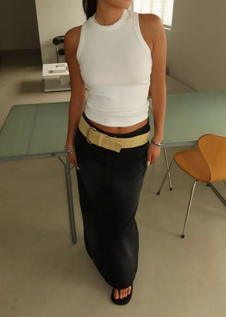 Brush Black H-Line Maxi Long Skirt ootj