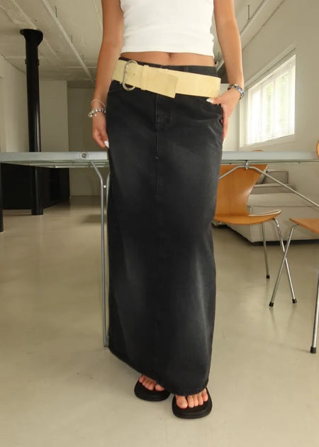Brush Black H-Line Maxi Long Skirt ootj