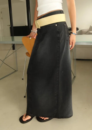 Brush Black H-Line Maxi Long Skirt ootj