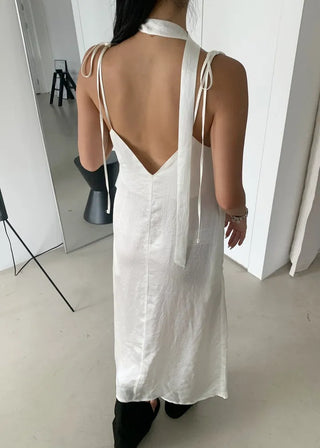 Bustier tie set satin long nasi one-piece