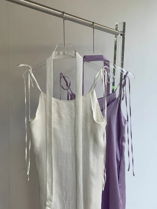 Bustier tie set satin long nasi one-piece