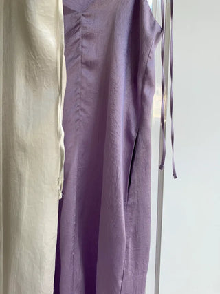 Bustier tie set satin long nasi one-piece