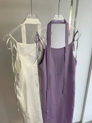 Bustier tie set satin long nasi one-piece