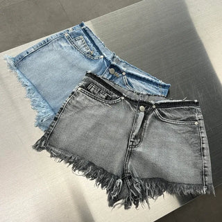 Low-rise denim surgical point shorts