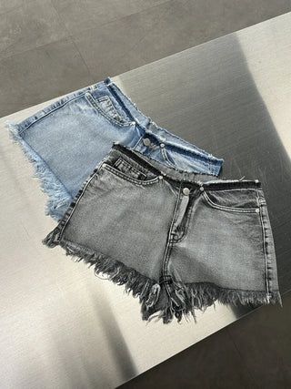 Low-rise denim surgical point shorts