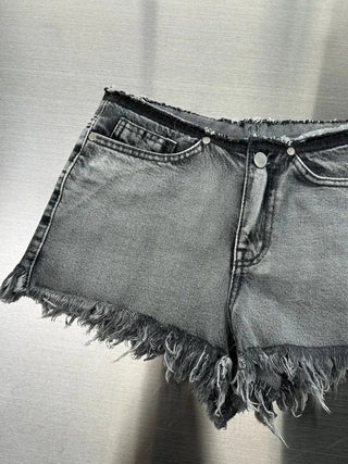 Low-rise denim surgical point shorts
