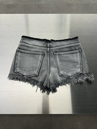 Low-rise denim surgical point shorts