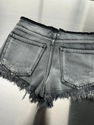 Low-rise denim surgical point shorts