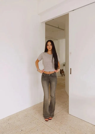 Rain Slub Denim Low-Fit Span Bootcut