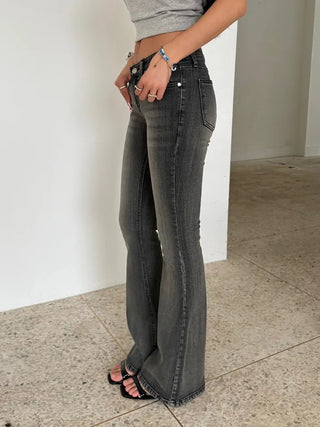 Rain Slub Denim Low-Fit Span Bootcut