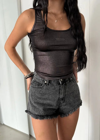 Metal Pearl Silver Sleeveless Nashi Top