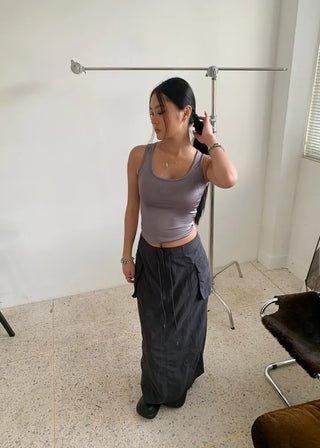 Metal Pearl Silver Sleeveless Nashi Top