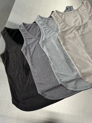 Metal Pearl Silver Sleeveless Nashi Top