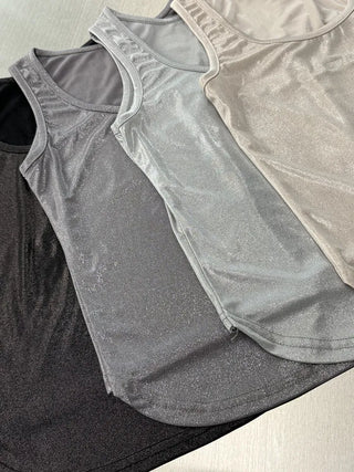 Metal Pearl Silver Sleeveless Nashi Top