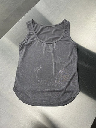 Metal Pearl Silver Sleeveless Nashi Top