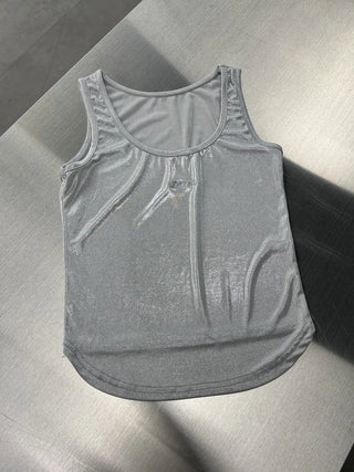 Metal Pearl Silver Sleeveless Nashi Top