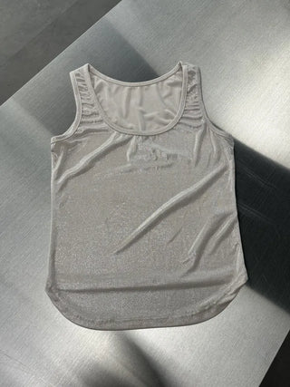 Metal Pearl Silver Sleeveless Nashi Top