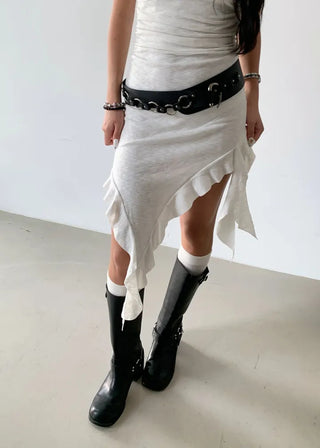 Slub Unbalanced Layered Frill Tube Top Dress